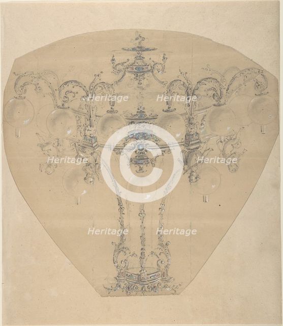 Design for a Gas Chandelier, 1850-70. Creator: Anon.