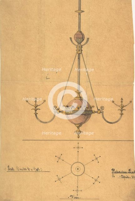 Design for a Glass Chandelier, ca. 1880. Creator: Richardson Ellson & Co.