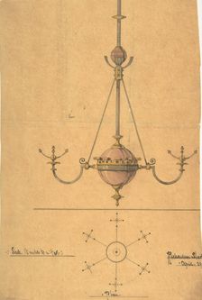 Design for a Glass Chandelier, ca. 1880. Creator: Richardson Ellson & Co