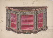 Design for a Glass Fronted Cabinet with Red Interior, 19th century. Creator: Anon