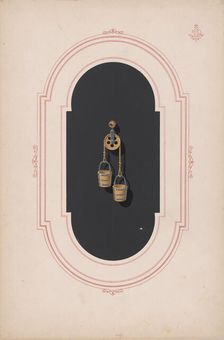 Design for a Gold Earring with Two Buckets and Pulley, ca. 1870-1900. Creator: Anon