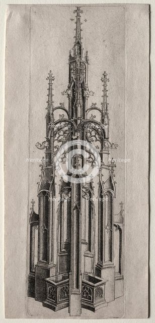 Design for a Gothic Fountain, c. 1470. Creator: Master W with the Key (Flemish).