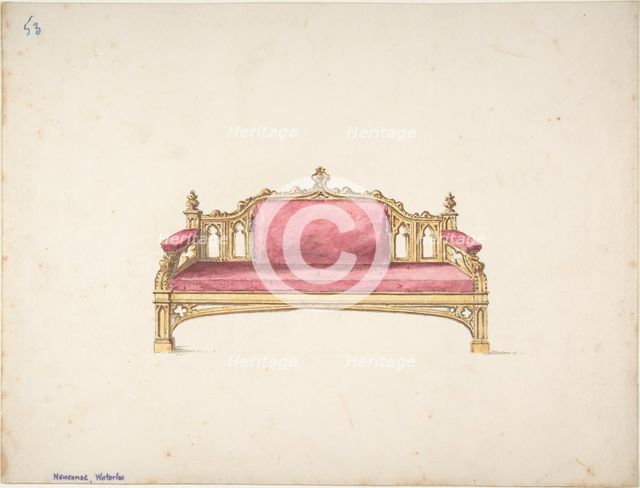 Design for a Gothic Settee, early 19th century. Creator: Anon.