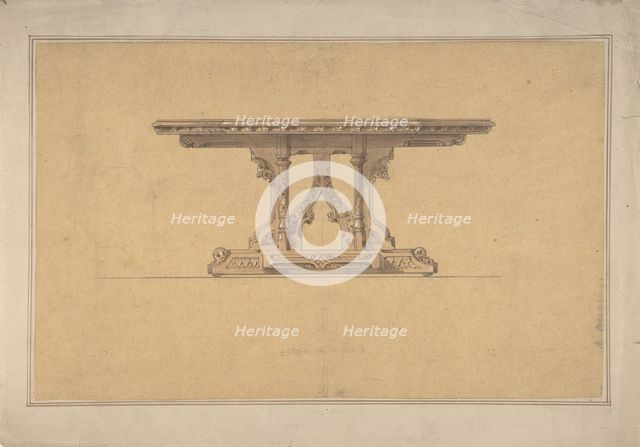Design for a Gothic Style Table, 19th century. Creator: Anon.
