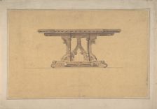 Design for a Gothic Style Table, 19th century. Creator: Anon