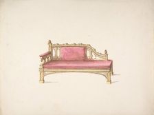 Design for a Gothic Style Sofa Upholstered in Red, early 19th century. Creator: Anon