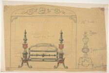 Design for a Grate and Surrounding Mantel, 19th century. Creator: Anon