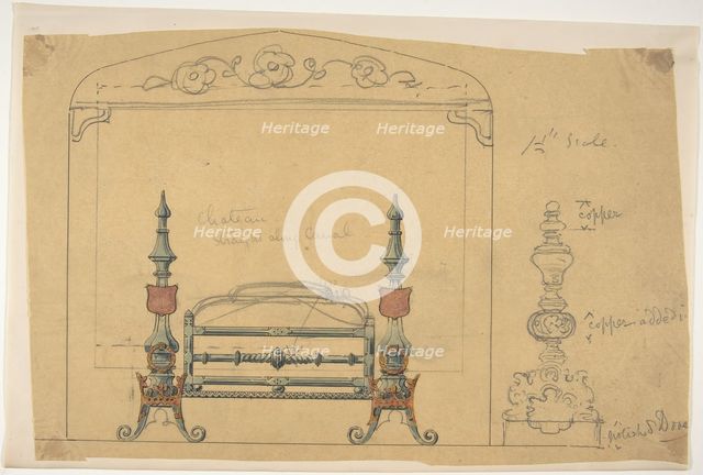 Design for a Grate and Surrounding Mantel, 19th century. Creator: Anon.