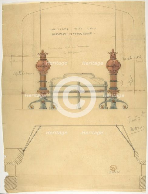Design for a Grate, with Plan, 19th century. Creator: Anon.