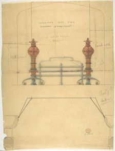 Design for a Grate, with Plan, 19th century. Creator: Anon