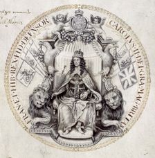Design for a great seal for King Charles II, 1662. Creator: Thomas Simon