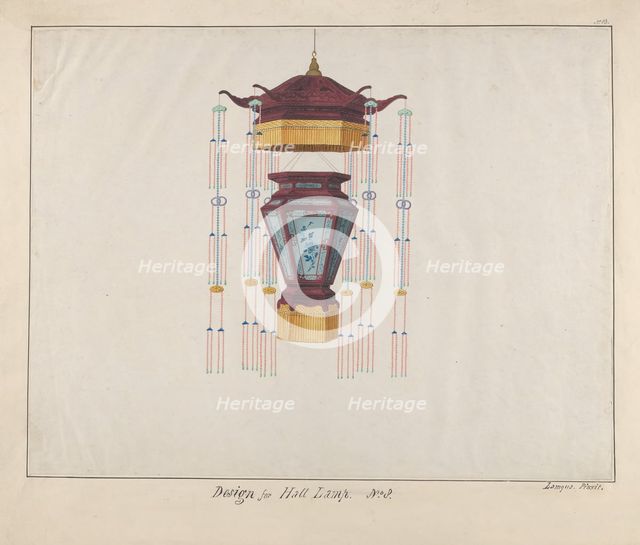 Design for a Hall Lamp, ca. 1800-1810 . Creator: Lamqua.