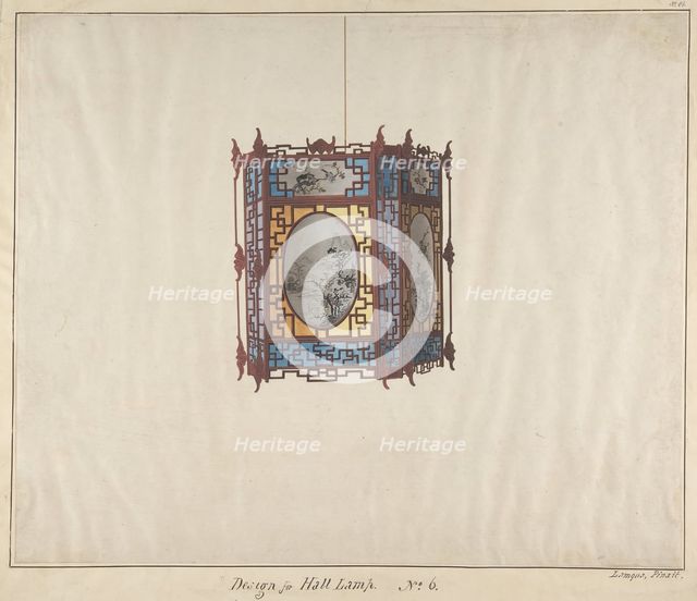 Design for a Hall Lamp No.6, ca. 1845. Creator: Lamqua.