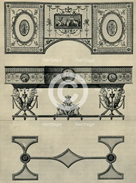 Design for a harpsichord by Robert Adam, 1774, (1946).  Creator: Unknown.