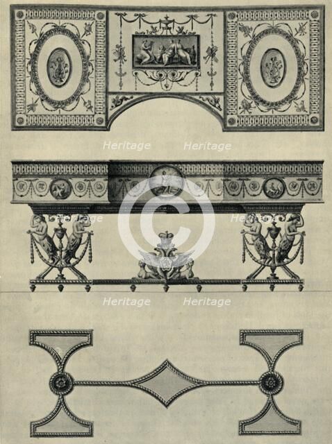 Design for a harpsichord by Robert Adam, 1774, (1946).  Creator: Unknown.