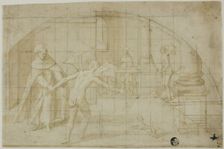 Design for a Lunette: Devils and Saint in a Monastery, 1604/12. Creator: Bernardino Poccetti