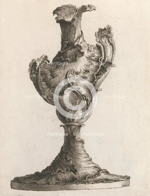 Design for a large Asymmetrical Vase, Plate 4 from: 'Neu inventierte Vasi a..., Printed ca. 1750-56. Creator: Jacob Gottlieb Thelot.