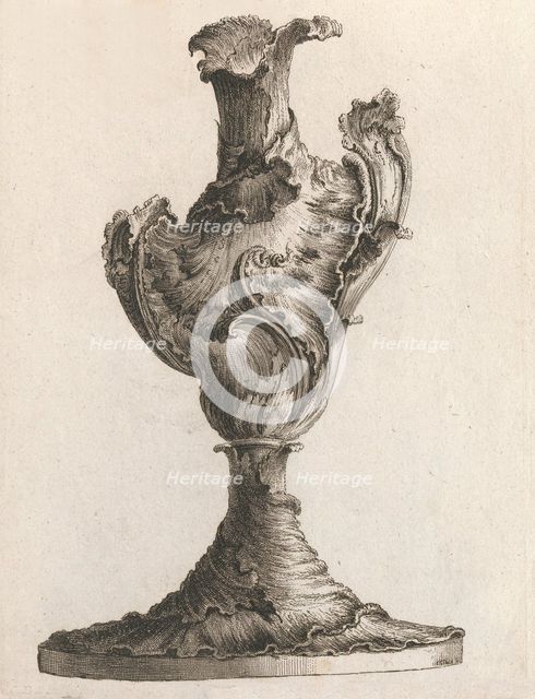 Design for a large Asymmetrical Vase, Plate 4 from: 'Neu inventierte Vasi a..., Printed ca. 1750-56. Creator: Jacob Gottlieb Thelot.