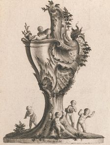 Design for a large Lidded Vase, Plate 1 from: Neu inventierte Vasi auf die..., Printed ca. 1750-56. Creator: Jacob Gottlieb Thelot