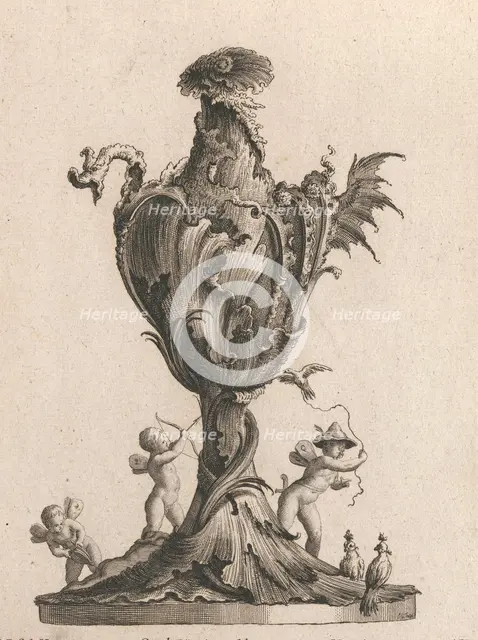 Design for a large Vase or Ewer representing 'Air', Plate 2 from: 'Neu inve..., Printed ca. 1750-56. Creator: Jacob Gottlieb Thelot.
