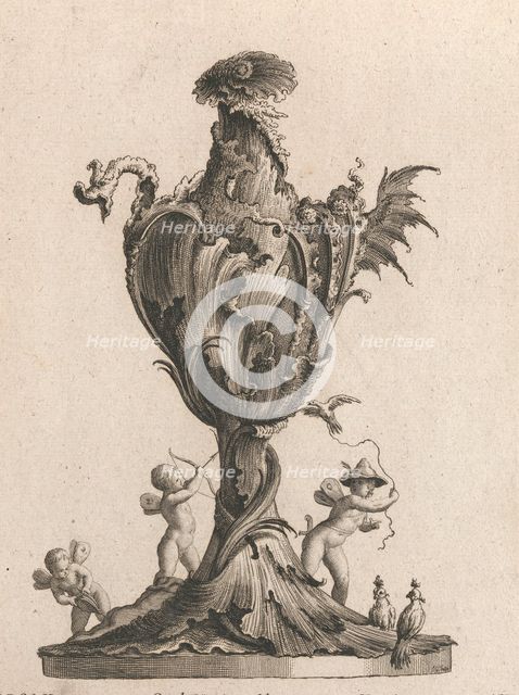 Design for a large Vase or Ewer representing 'Air', Plate 2 from: 'Neu inve..., Printed ca. 1750-56. Creator: Jacob Gottlieb Thelot.