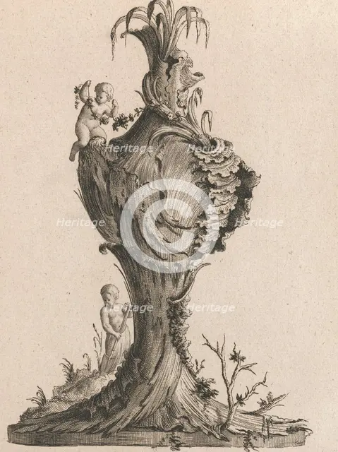 Design for a large Vase representing 'Earth', Plate 3 from: 'Neu inventiert..., Printed ca. 1750-56. Creator: Jacob Gottlieb Thelot.