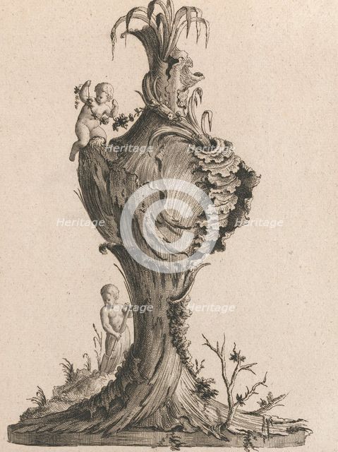 Design for a large Vase representing 'Earth', Plate 3 from: 'Neu inventiert..., Printed ca. 1750-56. Creator: Jacob Gottlieb Thelot.