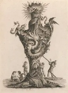 Design for a large Vase representing Fire Plate 6 from: Neu inventierte..., Printed ca. 1750-56. Creator: Jacob Gottlieb Thelot
