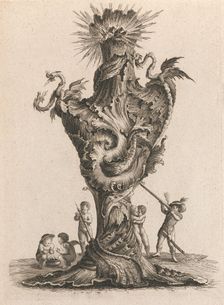 Design for a large Vase representing Fire Plate 6 from: Neu inventierte..., Printed ca. 1750-56. Creator: Jacob Gottlieb Thelot