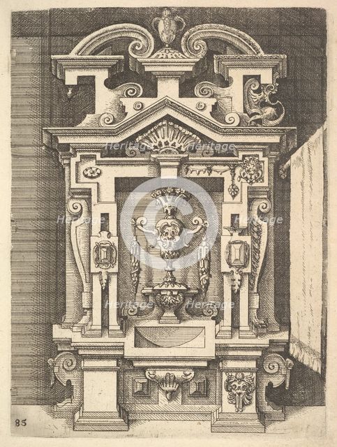 Design for a Lavabo, Plate 85 from Dietterlin's Architectura, 1598. Creator: Wendel Dietterlin the Elder.