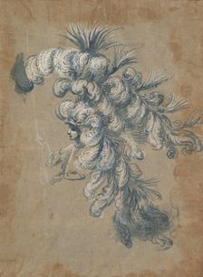 Design for a Lavish Headdress with Feathers, ca. 1620-56 . Creator: Baccio del Bianco