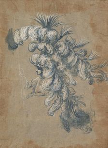 Design for a Lavish Headdress with Feathers, ca. 1620-56 . Creator: Baccio del Bianco