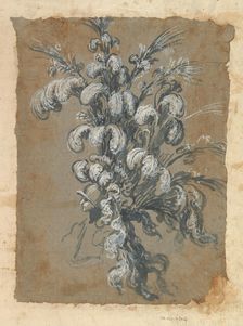 Design for a Lavish Headdress with Feathers on a Helmet, ca. 1620-56 . Creator: Baccio del Bianco