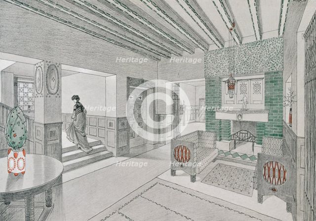 Design for a living-hall by Valentin Mink, 1906. Creator: German School (20th Century).