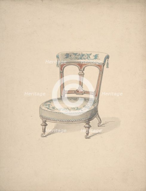 Design for a Low Chair on Casters, 1840-99. Creator: Anon.