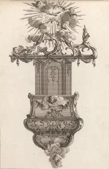 Design for a Pulpit, Plate 4 from an Untitled Series of Pulpit Designs, Pri..., Printed ca. 1750-56. Creator: Carl Pier