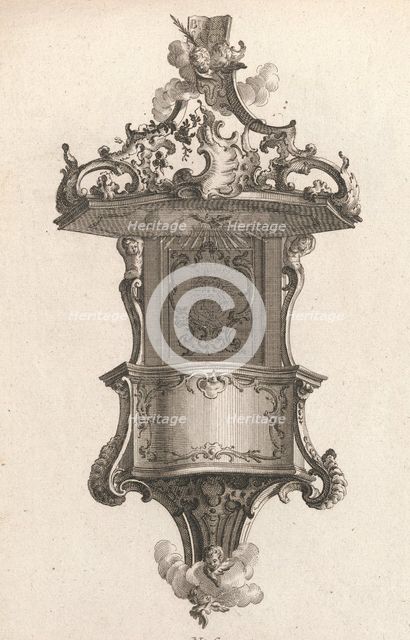 Design for a Pulpit, Plate 1 from an Untitled Series of Pulpit Designs, Pri..., Printed ca. 1750-56. Creator: Carl Pier.