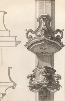 Design for a Pulpit, Plate 2 from an Untitled Series of Pulpit Designs, Pri..., Printed ca. 1750-56. Creator: Martin Engelbrecht