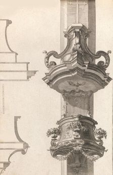 Design for a Pulpit, Plate 2 from an Untitled Series of Pulpit Designs, Pri..., Printed ca. 1750-56. Creator: Martin Engelbrecht