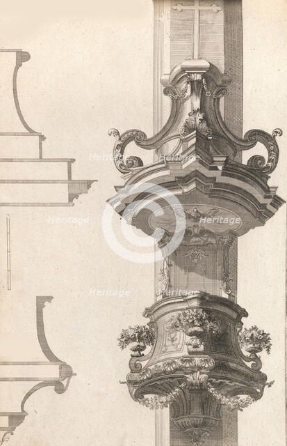 Design for a Pulpit, Plate 2 from an Untitled Series of Pulpit Designs, Pri..., Printed ca. 1750-56. Creator: Martin Engelbrecht.