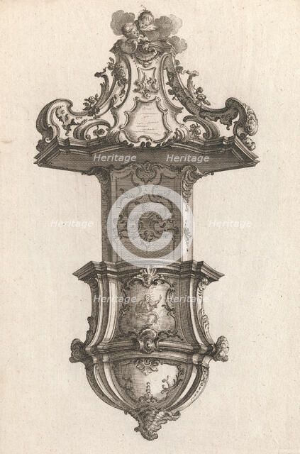 Design for a Pulpit, Plate 3 from an Untitled Series of Pulpit Designs, Pri..., Printed ca. 1750-56. Creator: Martin Engelbrecht.