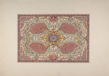 Design for a Painted Ceiling with Strapwork and Foliage on a Rose Background, second half 19th cent. Creators: Jules-Edmond-Charles Lachaise, Eugène-Pierre Gourdet