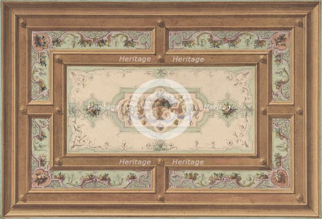 Design for a Painted Ceiling, second half 19th century. Creators: Jules-Edmond-Charles Lachaise, Eugène-Pierre Gourdet.