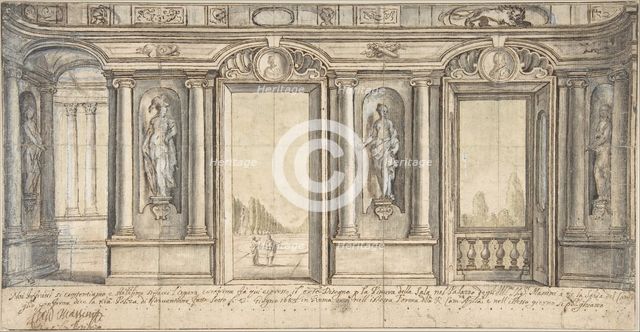 Design for a Painted Wall Decoration for Palazzo Massimo all'Aracoeli (Rome), 1683. Creator: Basilio Briccio.