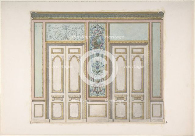 Design for a Pair of Doors Joined by an Ornamental Panel, second half 19th century. Creators: Jules-Edmond-Charles Lachaise, Eugène-Pierre Gourdet.