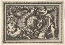 Design for a Panel with Two Variants containing a Satyr and a Sphynx, from: Pannea..., 17th century. Creator: Jean le Pautre