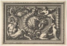 Design for a Panel with Two Variants containing a Satyr and a Sphynx, from: Pannea..., 17th century. Creator: Jean le Pautre