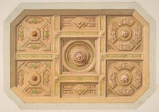 Design for a paneled ceiling with painted decoration, 19th century. Creators: Jules-Edmond-Charles Lachaise, Eugène-Pierre Gourdet