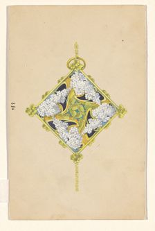 Design for a pendant with flower branches of lilacs, enamelled gold, c.1905. Creator: Paul Louchet