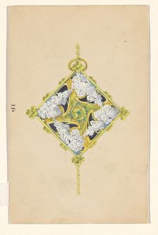 Design for a pendant with flower branches of lilacs, enamelled gold, c.1905. Creator: Paul Louchet